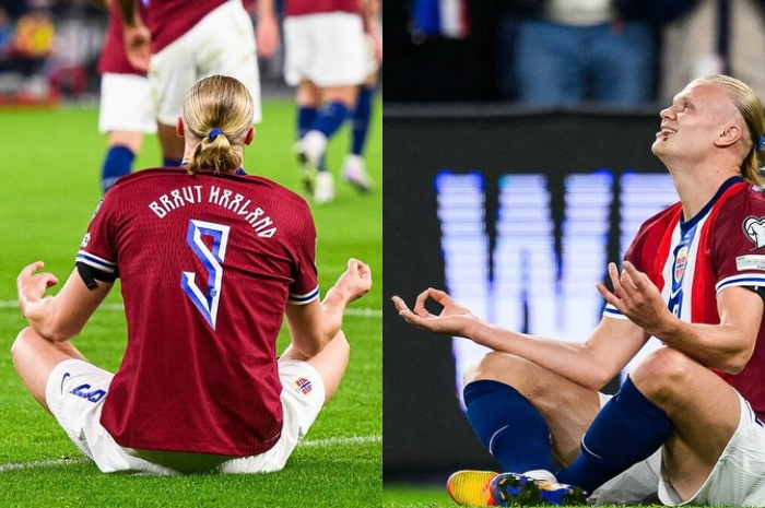 Erling Haaland&nbsp;membuat Penta-Trick saat bersama skuad Timnas Norwegia.