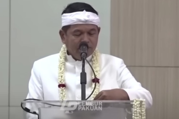 Gubernur Jawa Barat, Dedi Mulyadi saat memberikan sambutan di hari jadi Kabupaten Sukabumi.
