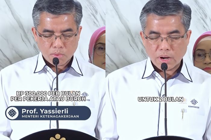 Menteri Ketenagakerjaan, Prof. Yassierli saat mengumumkan bantuan BSU 2025
