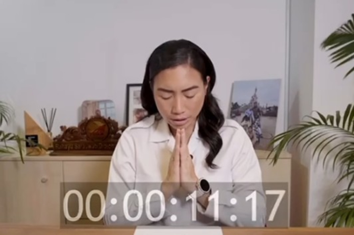 Rahayu Saraswati Dhirakanya Djojohadikusumo saat&nbsp;mengeluarkan pernyataan.