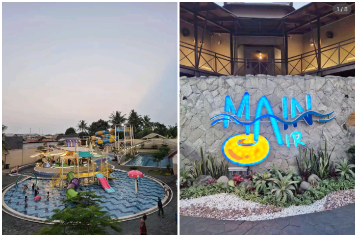 Suasana wahana Main Air Waterpark di Cibinong, Kabupaten Bogor.