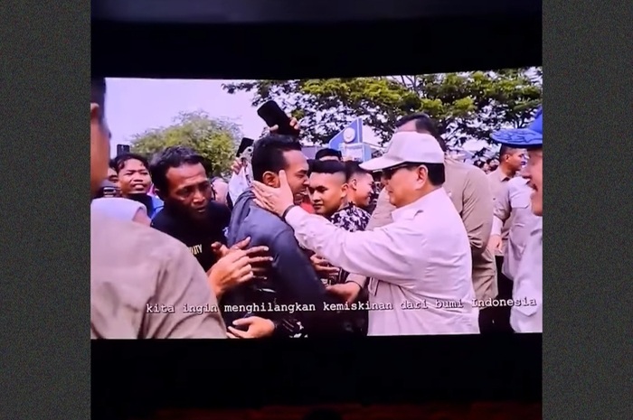 Video Presiden Prabowo Subianto di bioskop sebelum film dimulai.
