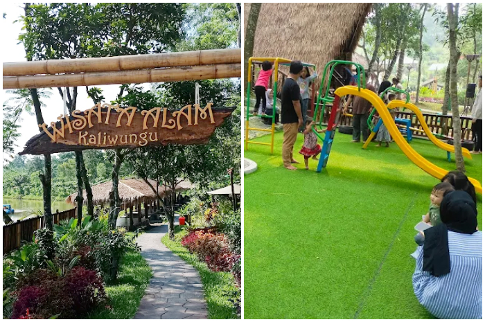 Suasana di kawasan Wisata Alam Kaliwungu, Karawang.