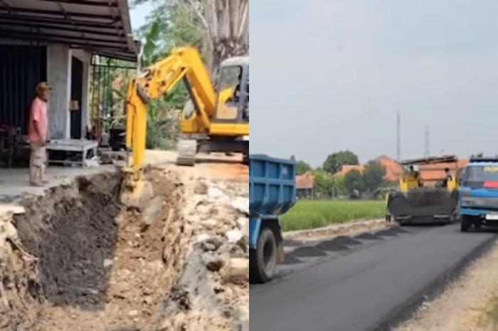 Proyek rekonstruksi ruas jalan Budur, Susukan hingga Tegalgubug Kabupaten Cirebon oleh Pemprov Jawa Barat.