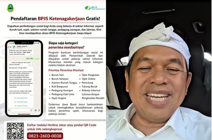 Gubernur Jawa Barat Dedi Mulyadi mengumumkan pendaftaran BPJS Ketenagakerjaan untuk pekerja informal di Jabar.