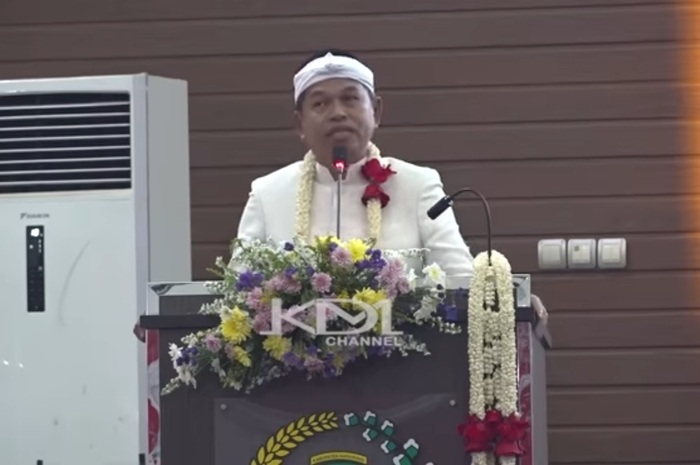 Gubernur Jawa Barat Dedi Mulyadi saat pidato hari jadi Karawang