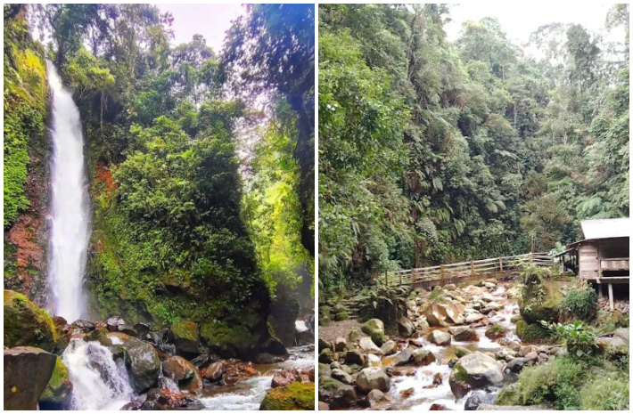 Suasana keindahan alam di kawasan Curug Ciparay Muara Herang Bogor.