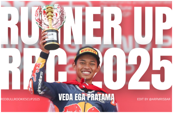 Pembalap Indonesia&nbsp;Veda Ega Pratama Raih Runner-Up&nbsp;Red Bull Rookies Cup 2025.
