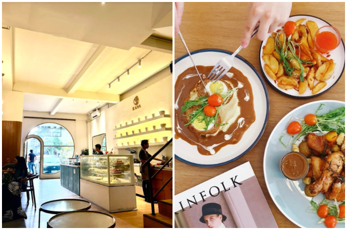 Suasana Kana Cafe dan salah satu menu yang disediakan.