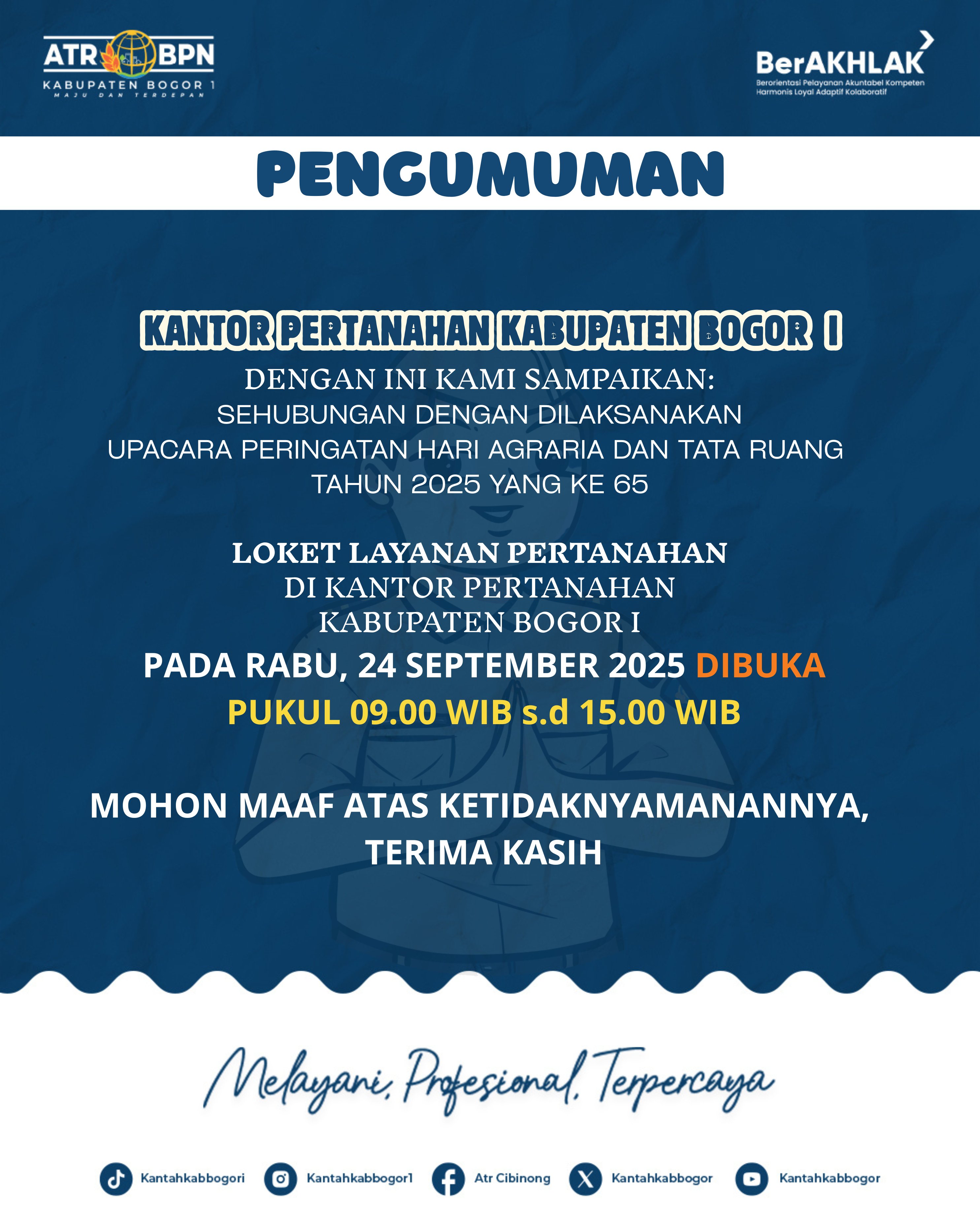 Layanan di Kantor Pertanahan Kabupaten Bogor.