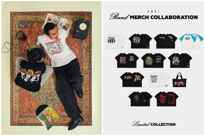 Foto model memakai T-Shirt special kolaborasi CRSL Land Festival bersama The Panturas.
