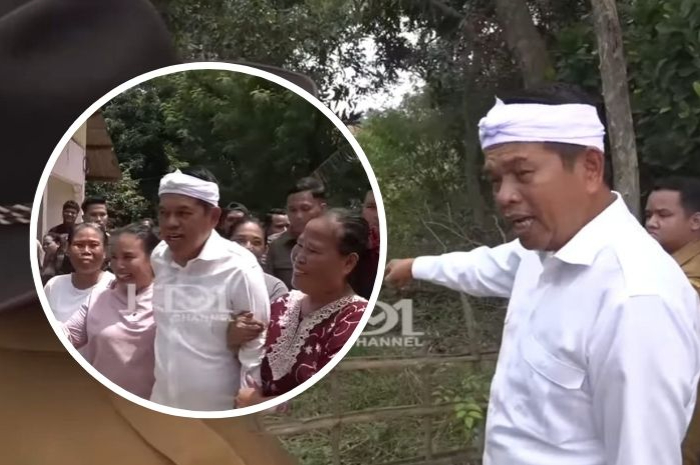 Dedi Mulyadi sedang meninjau bangunan liar di sekitar Sungai Citarum