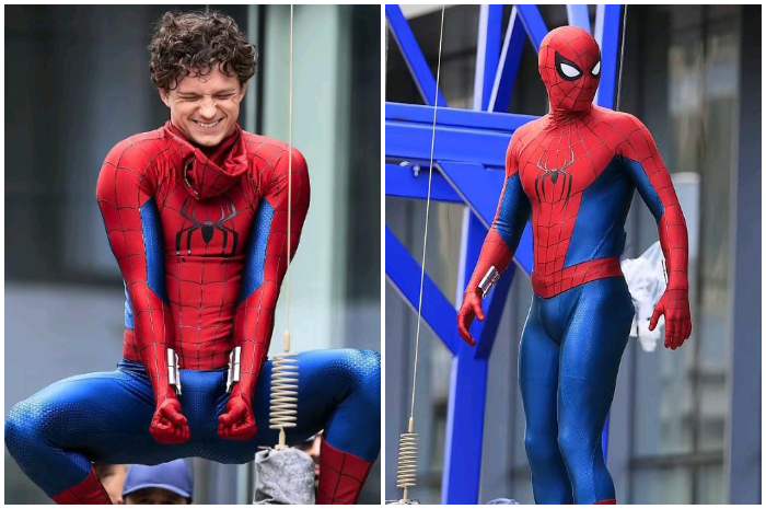 Potret Tom Holland saat proses syuting