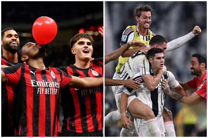 Selebrasi pemain AC Milan dan Juventus setelah memastikan diri lolos ke babak 16 besar Coppa Italia.