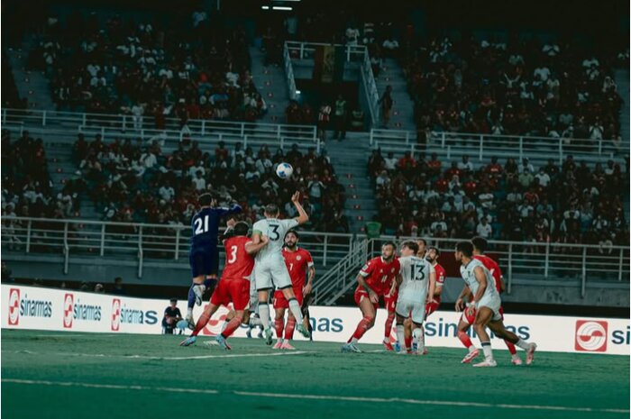 Timnas Indonesia dalam pertandingan menghadapi Lebanon.