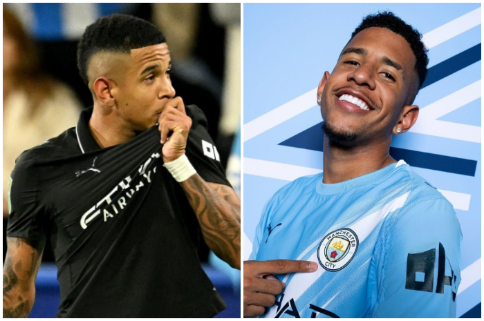 Savinho, merayakan gol kedua Manchester City ke gawang Huddersfield Town pada laga putaran ketiga Carabao Cup.