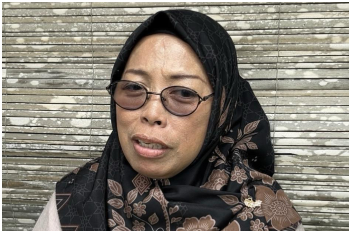 Neneng Maryami, salah satu warga Desa Sukaharja, Kecamatan Sukamakmur, Kabupaten Bogor, yang lahannya terploting.