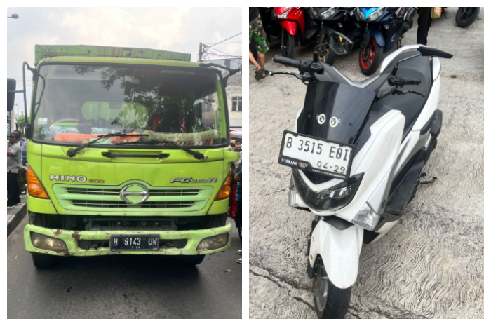 Kendaraan yang terlibat kecelakaan di Jalan Raya Jakarta Bogor, Senin 29 September 2025.