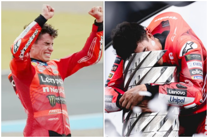 Luapan emosi haru Marc Marquez setelah meraih gelar juara dunia kesembilan pada MotoGP Jepang.