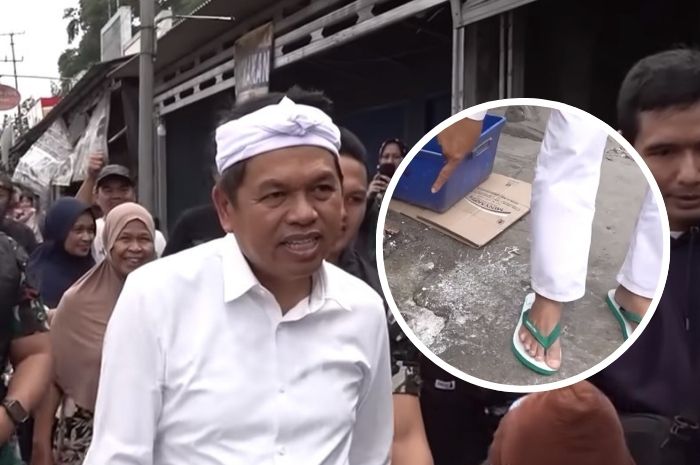 Gubernur Jawa Barat Dedi Mulyadi saat menemui pedagang dan masyarakat dekat Jembatan Ciherang.