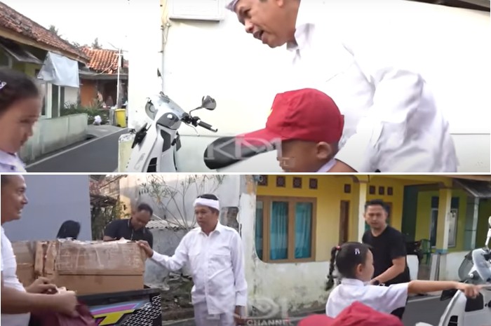 Gubernur Jawa Barat Dedi Mulyadi bersama putri bungsunya, Ni Hyang dan sahabatnya, Idan.&nbsp;