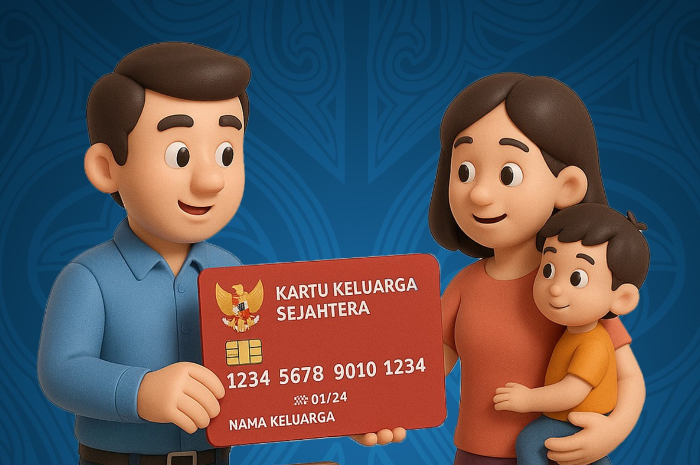 Ilustrasi penyerahan KKS bansos PKH BPNT.