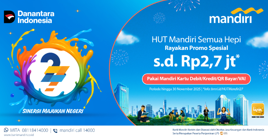 Berbagai promo spesial tersedia dalam rangka HUT Bank Mandiri.