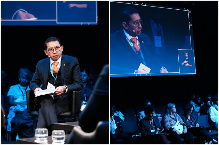Menteri Kebudayaan RI Fadli Zon saat hadir dalam rangkaian forum budaya dunia UNESCO&nbsp;Mondiacult 2025 di Barcelona, Spanyol.