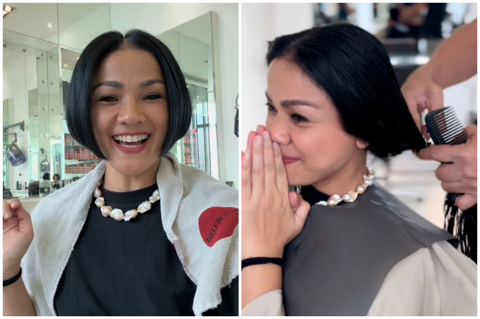 Proses potong rambut Nirina Zubir