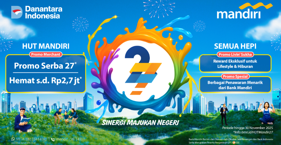 Promo Serba 27 pada momen HUT Bank Mandiri.