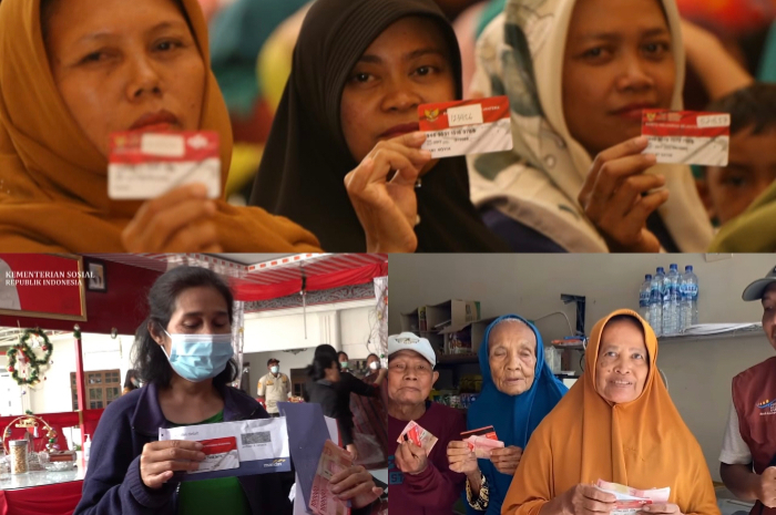 BANTUAN LANGSUNG TUNAI: Para penerima Bansos PKH dan BPNT.