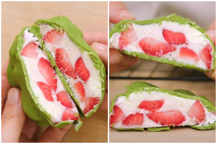 Tampilan Matcha Cluster Strawberry yang bikin ngiler.