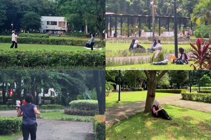 Aktivitas warga Jakarta di Taman Anggrek GBK Jakarta.