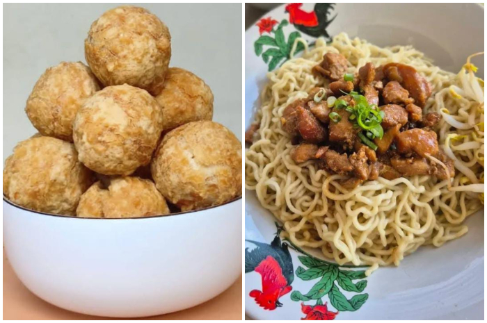 Toping bakso goreng jumbo dan menu Mie Ayam Aphin khas Pontianak.