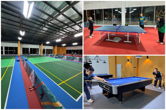 Fasilitas olahraga lapangan pickleball, tenis meja dan billiard di Athlon Court BNR.