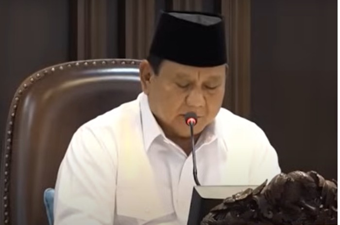 Presiden Prabowo Subianto saat umumkan soal bansos.