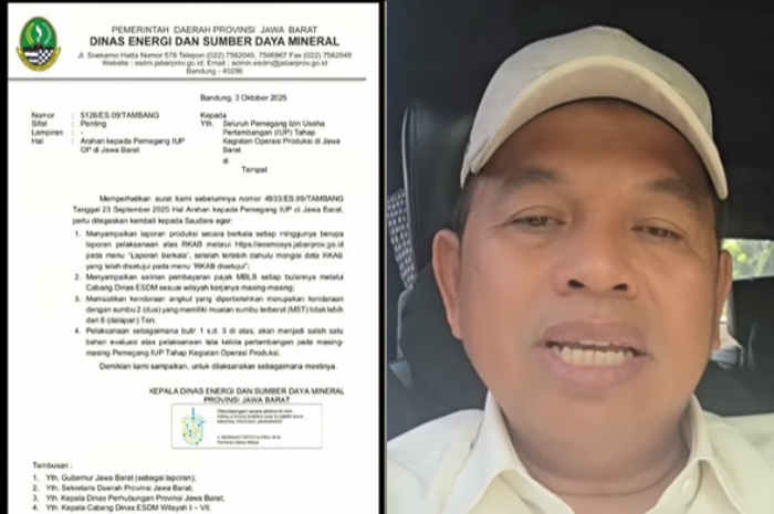 Gubernur Jawa Barat Dedi Mulyadi menyampaikan keterangan soal surat edaran terkait tambang di wilayah Parung Panjang, Kabupaten Bogor.