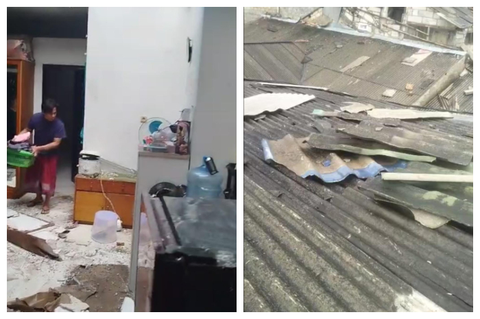 Atap rumah warga Kota Depok, berterbangan akibat angin kencang, Selasa 7 Oktober 2025 siang.