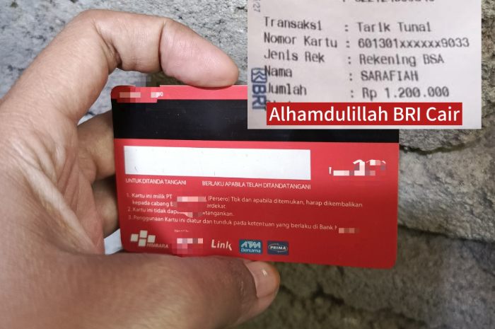 Ilustrasi bukti pencairan dana bansos menggunakan kartu KKS.