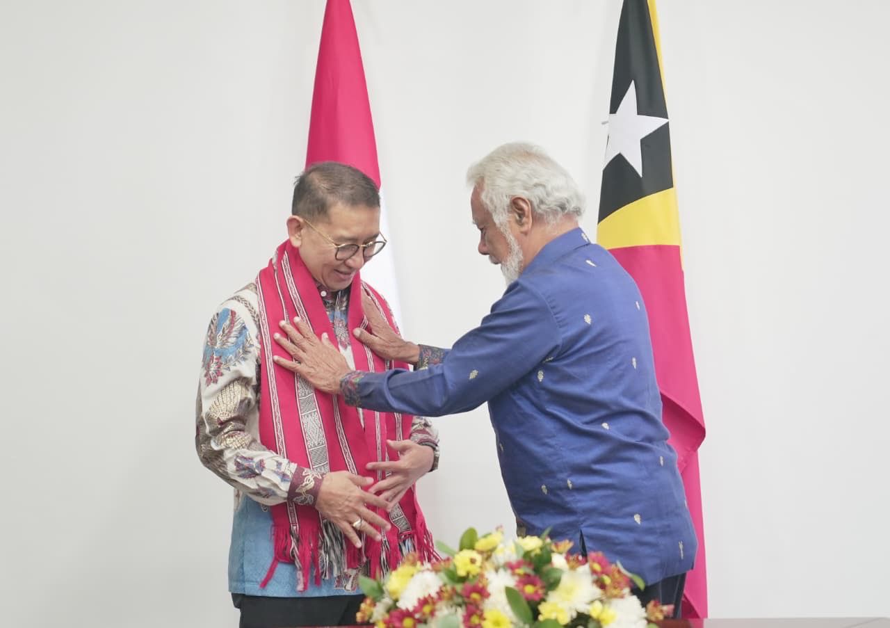 Menteri Kebudayaan Fadli Zon bertemu Perdana Menteri Timor Leste, Xanana Gusmao.