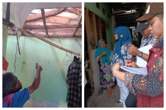 Perwakilan Kemensos, saat meninjau rumah lansia yang sudah tidak layak huni di Kebon Pedes, Kota Bogor.