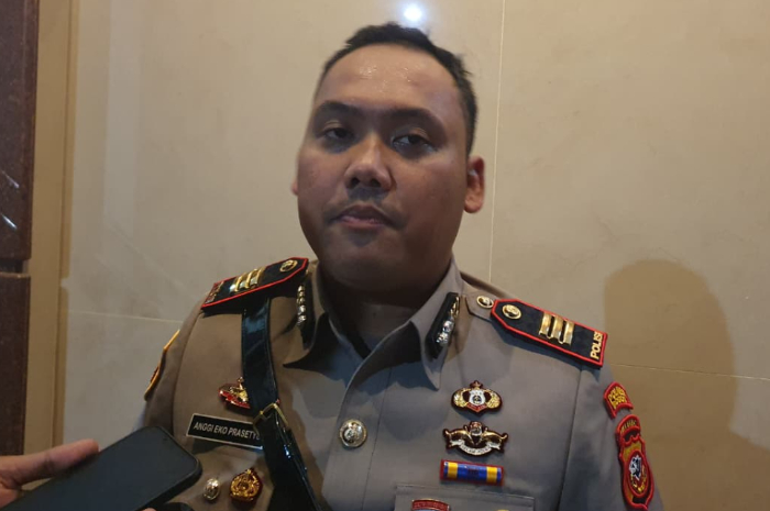 Kasat Reskrim Polres Bogor AKP Anggi Eko Prasetyo saat dimintai keterangan usai serah terima jabatan di Mako Polres Bogor.