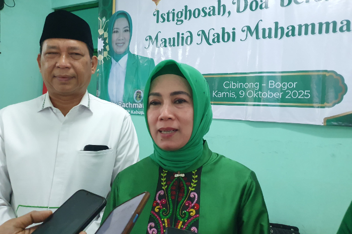 Ketua DPC PPP Kabupaten Bogor, Elly Rachmat Yasin saat menyampaikan keterangan kepada wartawan.