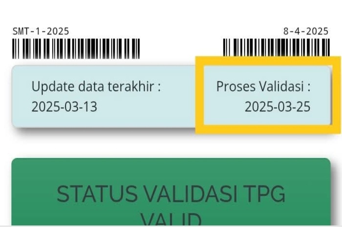 Tampilan validasi info GTK