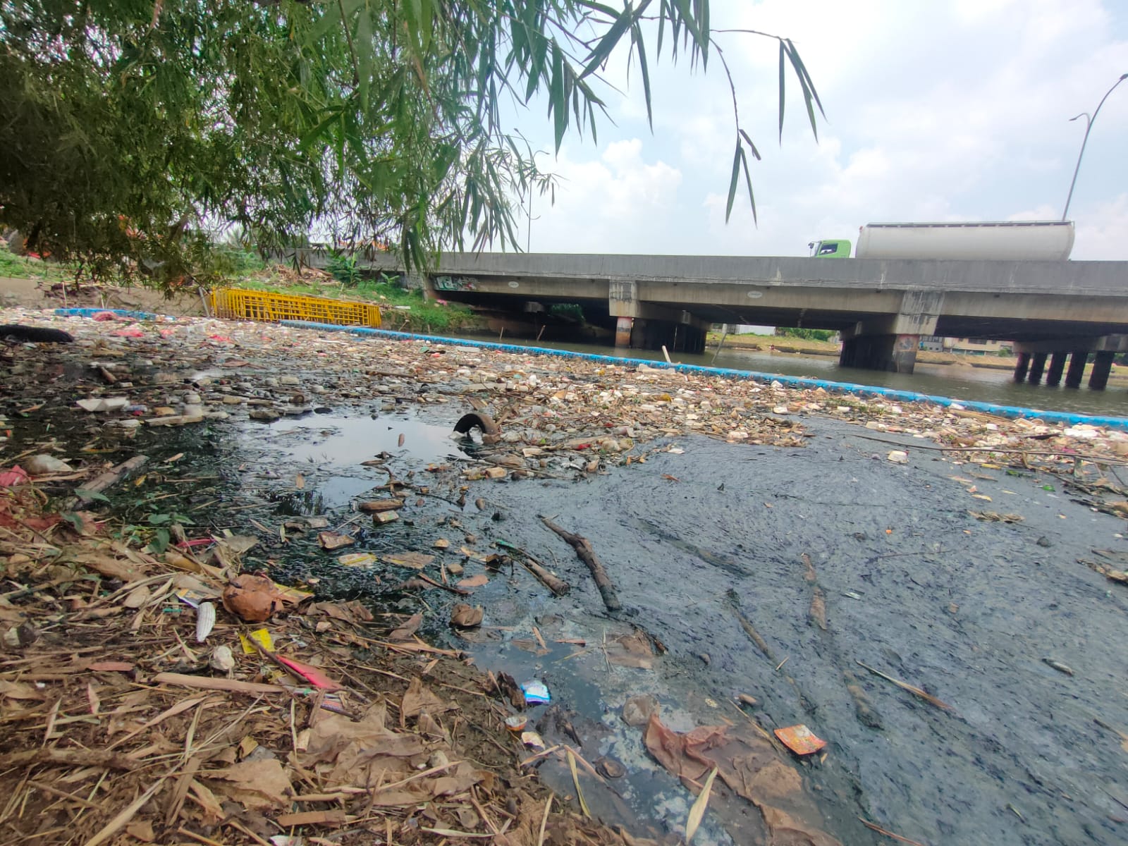 Penampakan Situ Pangarengan Depok, yang dipenuhi limbah domestik, Minggu&nbsp;12&nbsp;Oktober&nbsp;2025.