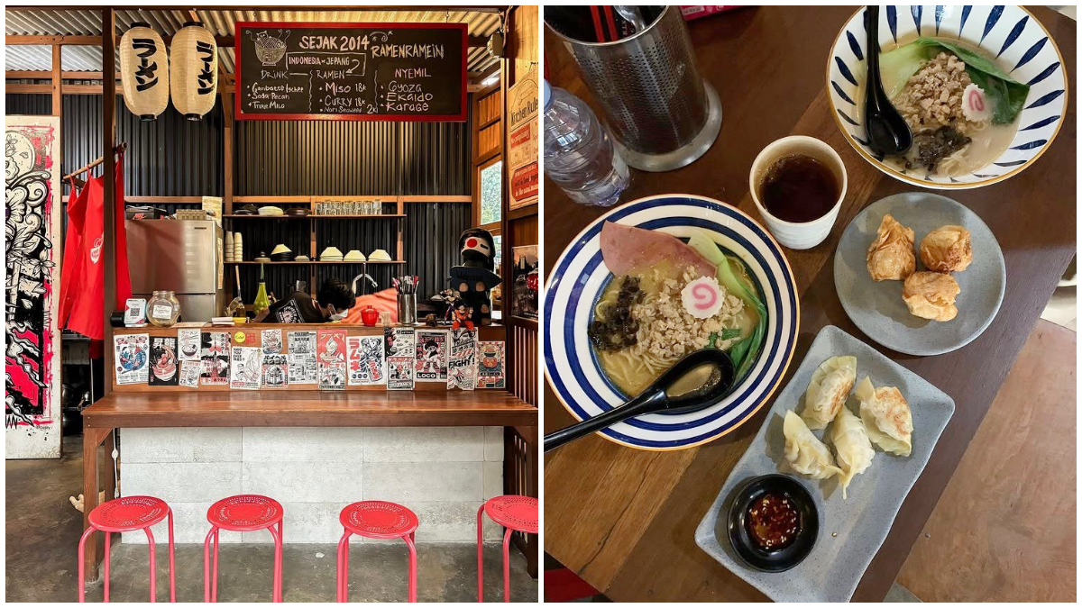 Tampak kitchen bar dari Ramen Ramein dan menu yang disajikan.