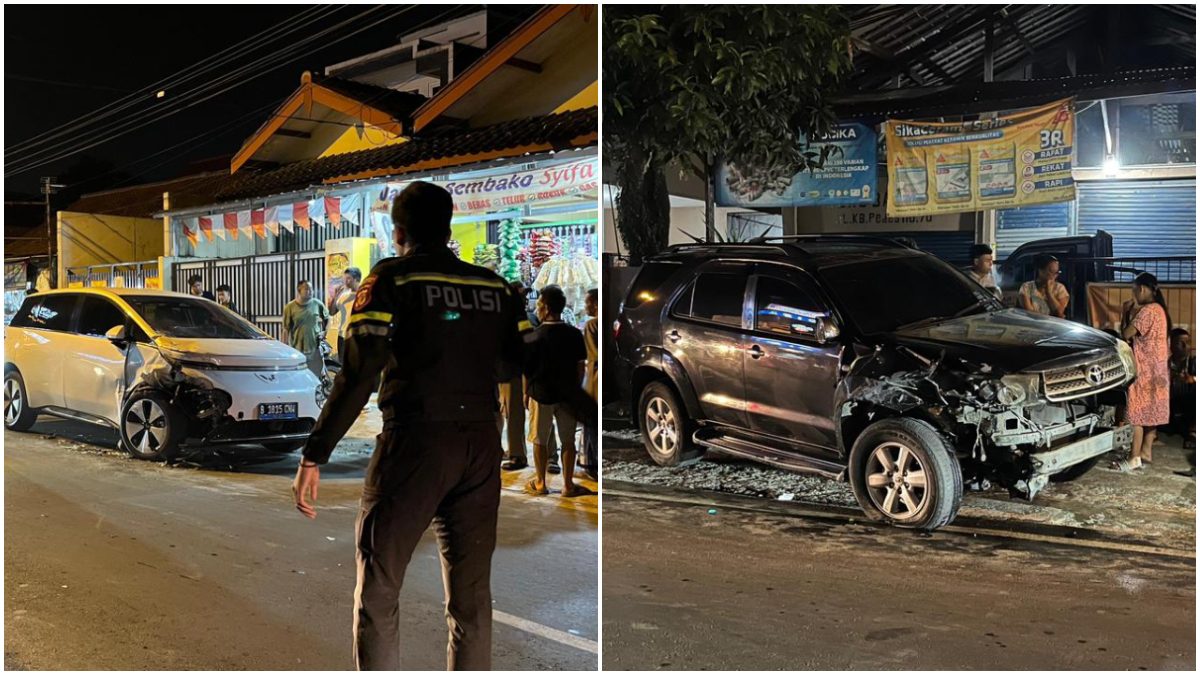 Kondisi kendaraan yang kecelakaan di Jalan Kebon Pedes Kecamatan Tanah Sareal, Kota Bogor.