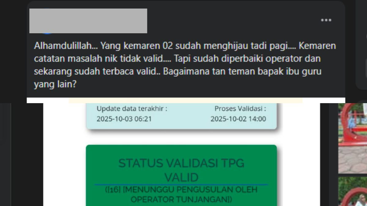 Unggahan salah satu guru yang menyatakan bahwa kode di Info GTK berubah.