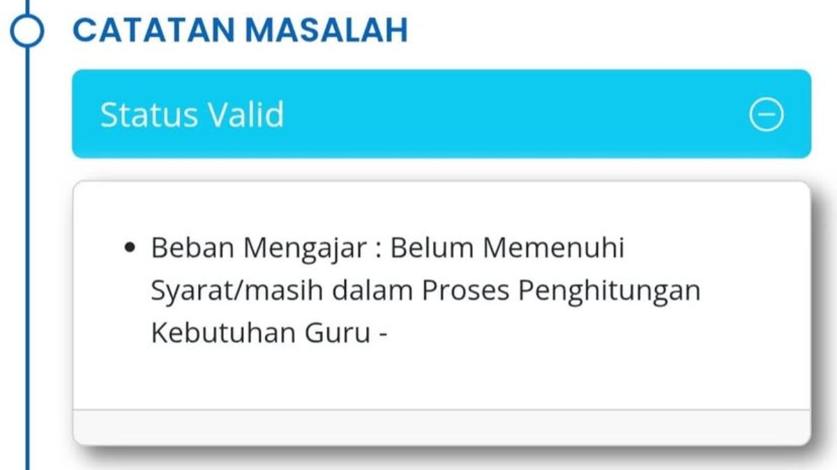 Ilustrasi contoh catatan masalah (kode 02) di Info GTK