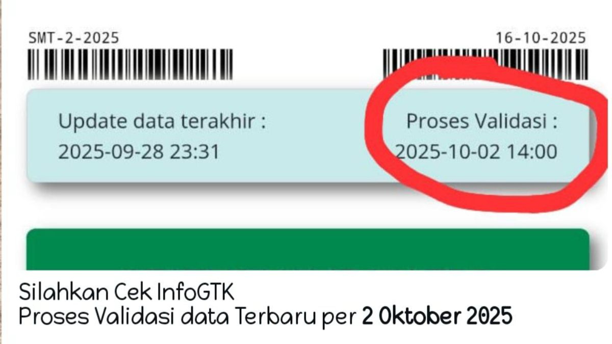Proses validasi tercatat sejak 2 Oktober 2025